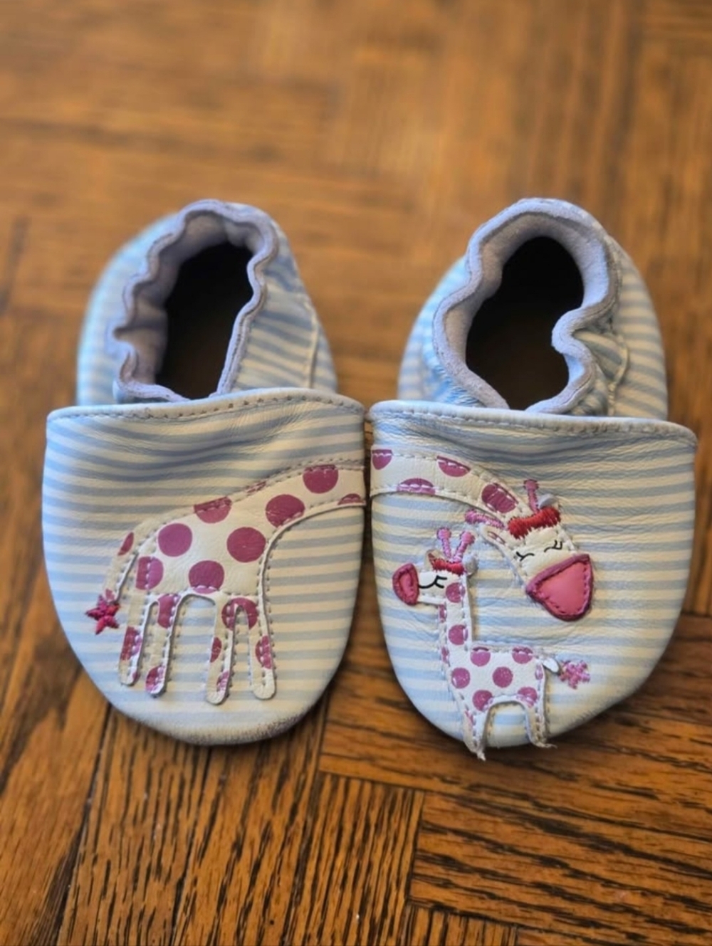 Robeez Blue & Pink Giraffe Striped Baby Booties